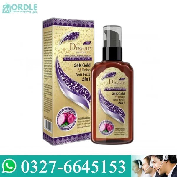 Disaar Hair Serum 2In1 24K Gold & Onion Anti Frizz Mild Formula 120Ml in Pakistan